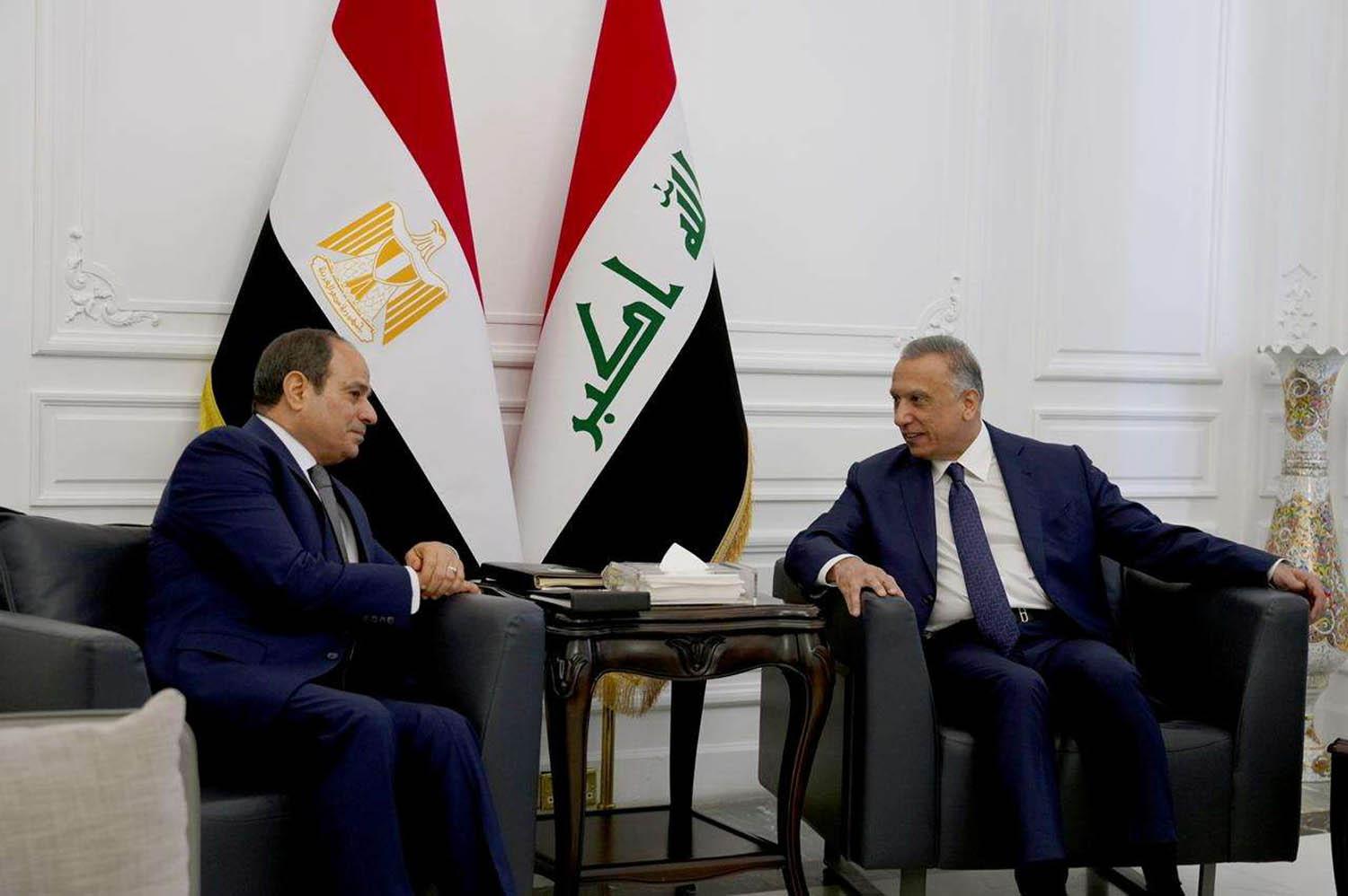 رئيس الوزراء العراقي مصطفى الكاظمي يستقبل الرئيس المصري عبدالفتاح السيسي