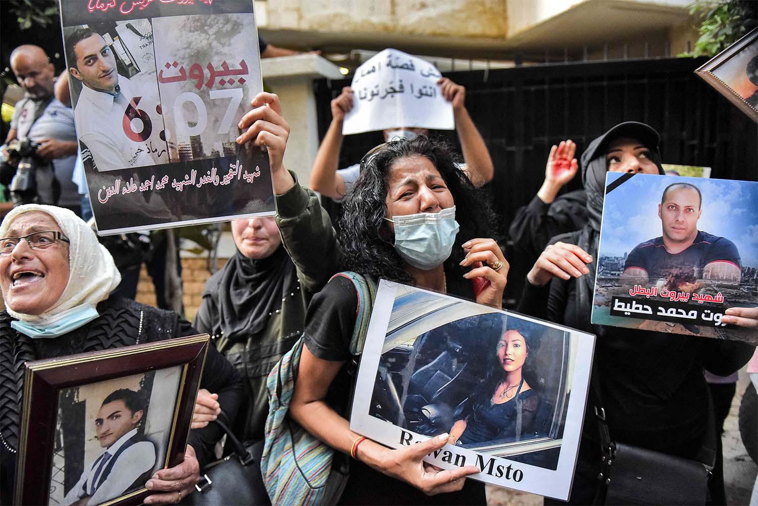 Demonstrators and families of the Beirut blast victims demand justice