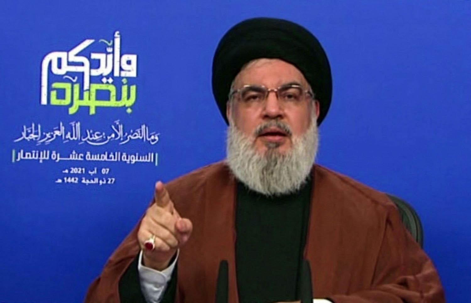 زعيم حزب الله حسن نصرالله يلقي كلمة