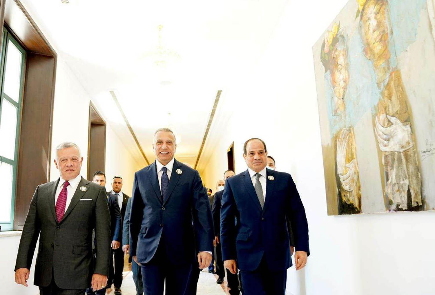 رئيس الوزراء العراقي مصطفى الكاظمي يستضيف العاهل الأردني الملك عبدالله الثاني والرئيس المصري عبدالفتاح السيسي في بغداد