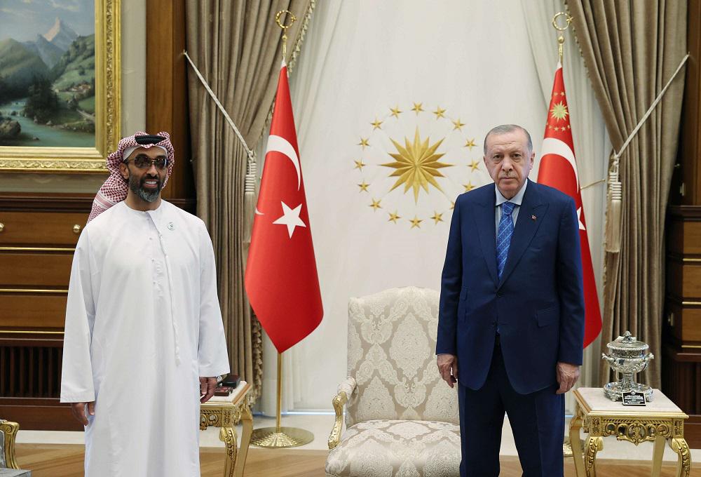 الرئيس التركي رجب طيب إردوغان ومستشار الأمن القومي الاماراتي الشيخ طحنون بن زايد آل نهيان