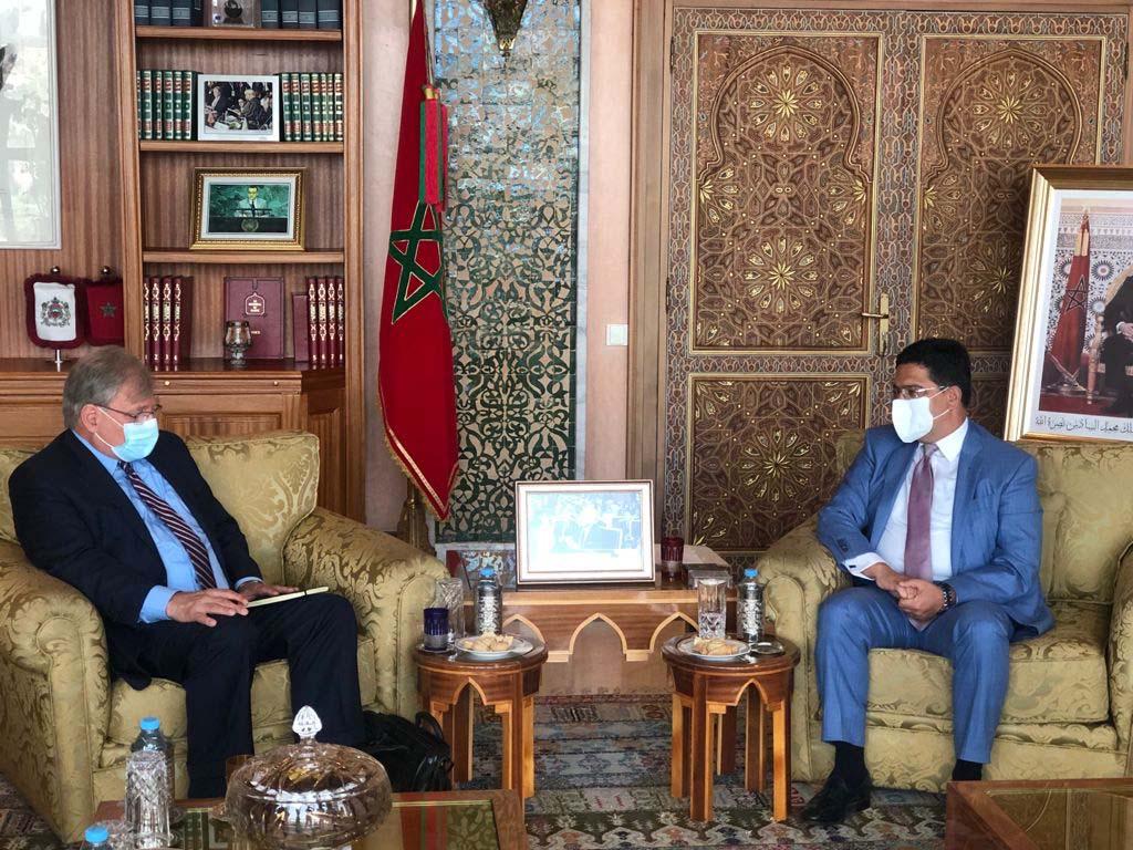 Norland (L) during his meeting with Bourita in Rabat