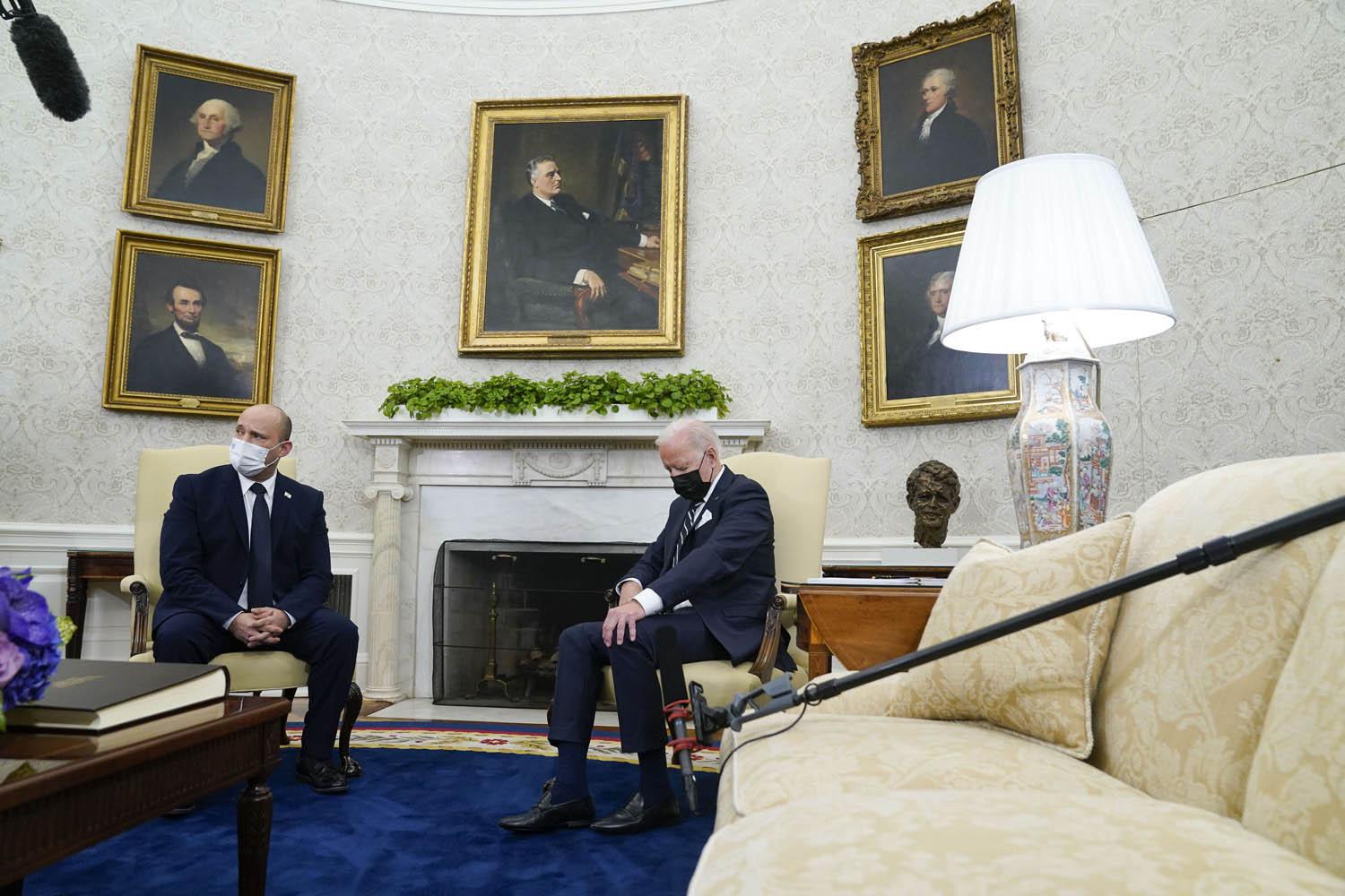 الرئيس الأميركي جو بايدن يستقبل رئيس الوزراء الاسرائيلي نافتالي بينيت في البيت الأبيض