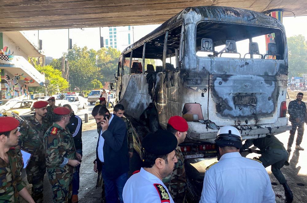 انفجار حافلة عسكرية في دمشق
