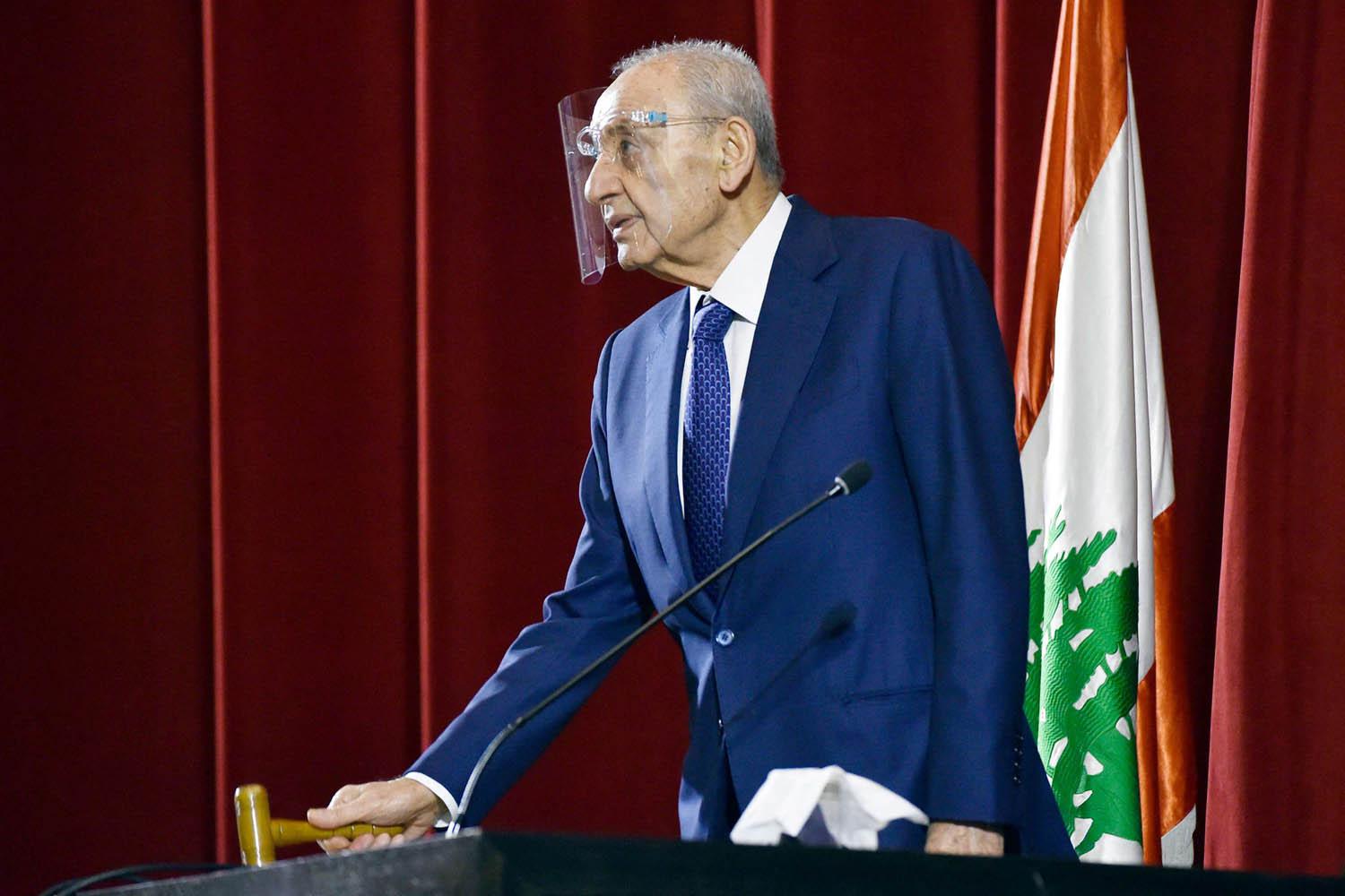 رئيس البرلمان اللبناني ورئيس حركة أمل نبيه بري في جلسة برلمانية