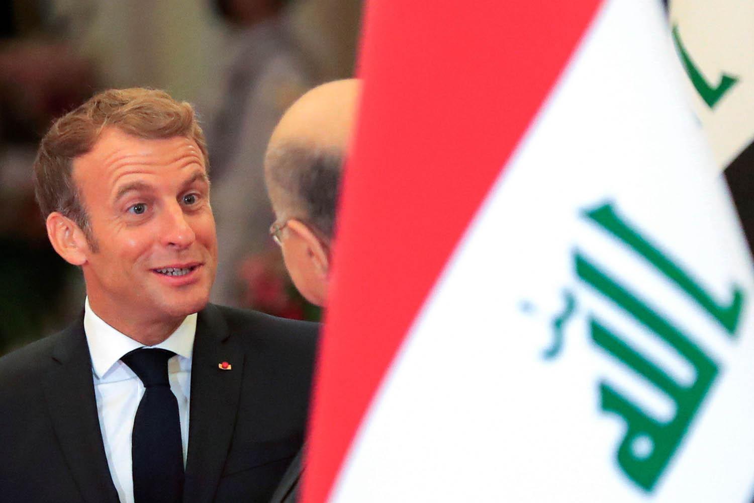 الرئيس العراقي برهم صالح يستقبل الرئيس الفرنسي ايمانويل ماكرون