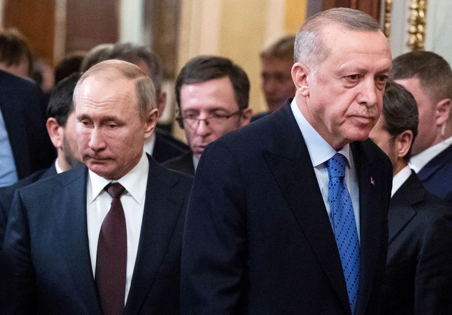 الرئيسان الروسي فلاديمير بوتين والتركي رجب طيب اردوغان