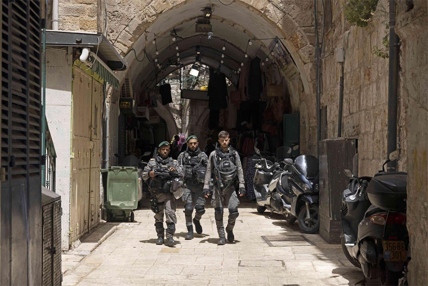 A large number of Israeli officers are deployed around Jerusalem's historic Old City