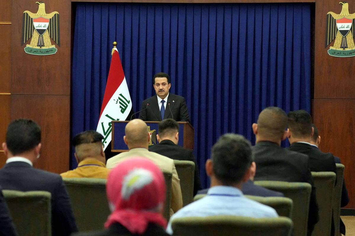 رئيس الحكومة العراقية محمد شياع السوداني في مؤتمر صحفي عن الميزانية