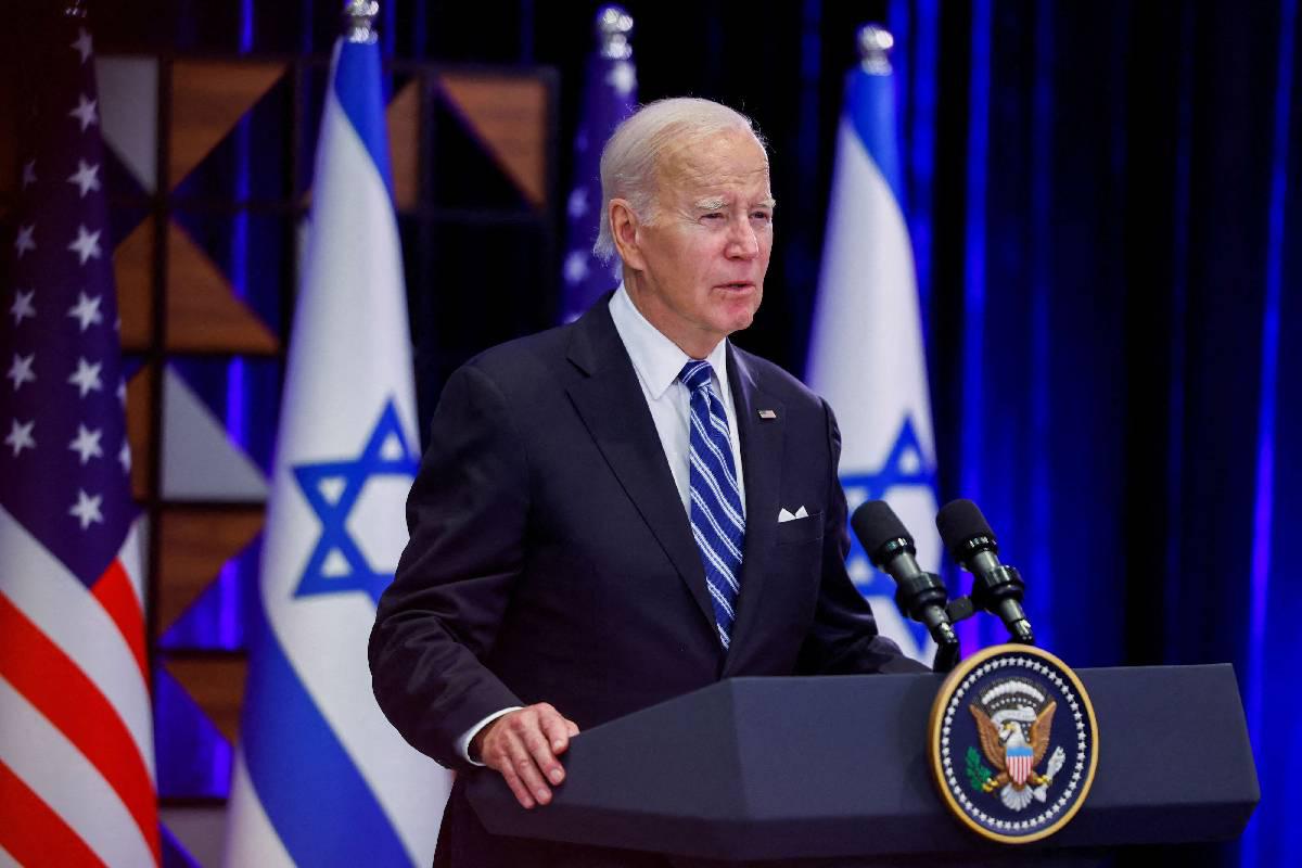 الرئيس الأميركي جو بايدن في مؤتمر صحفي في إسرائيل