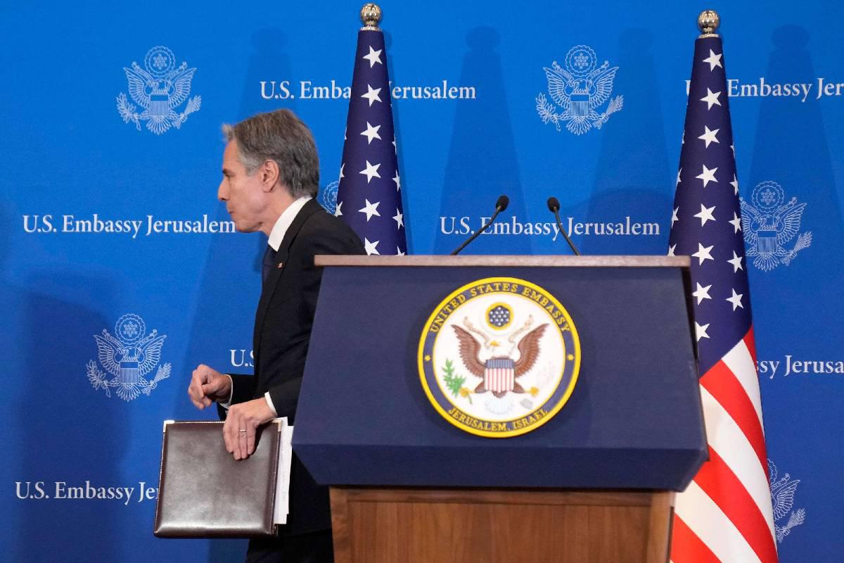 وزير الخارجية الأميركي انتوني بلينكن ينهي مؤتمرا صحفيا في القدس