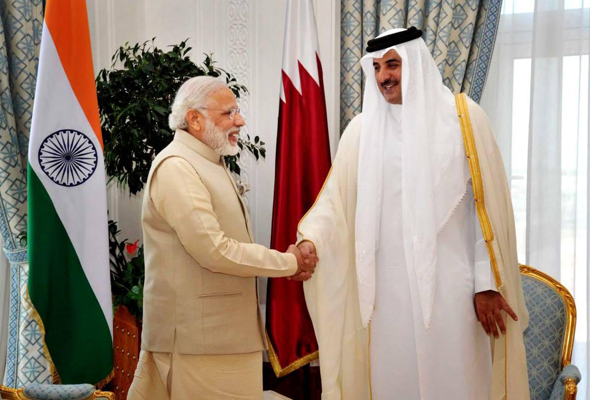 أمير قطر الشيخ تميم بن حمد ورئيس الوزراء الهندي ناريندرا مودي