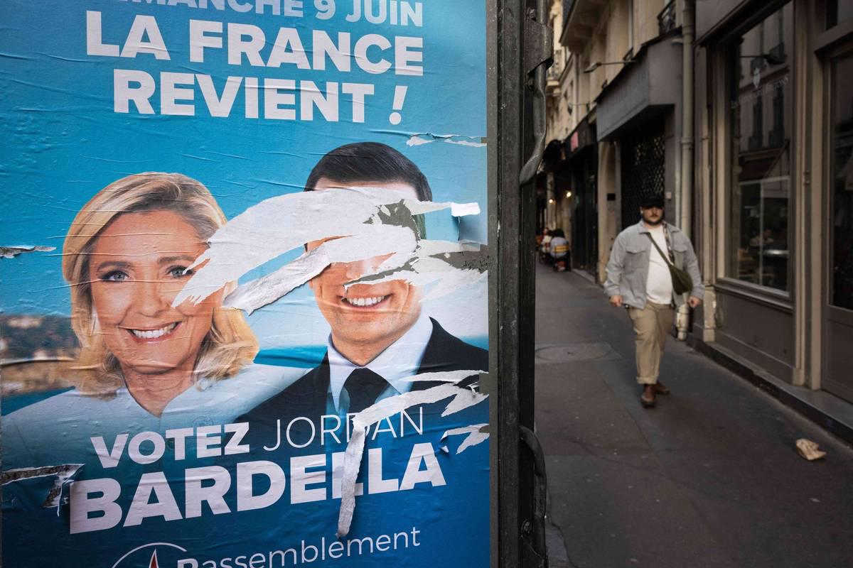 ملصق اعلاني عن الأحزاب اليمينية في الانتخابات الأوروبية في فرنسا