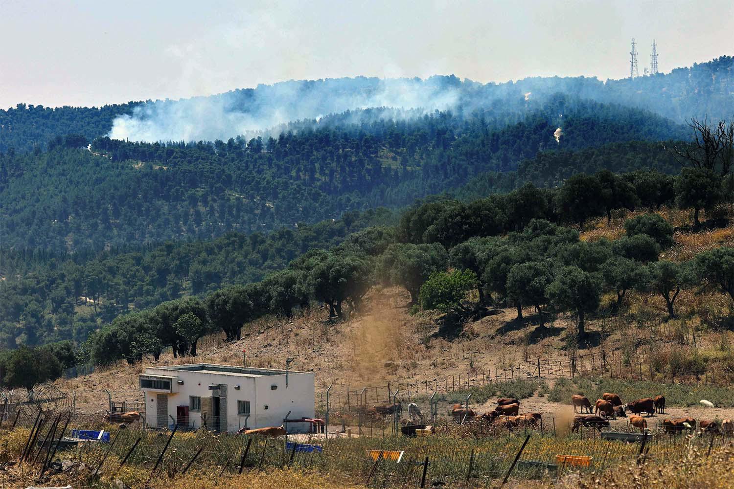 Israel said approximately 90 projectiles were identified crossing from Lebanon