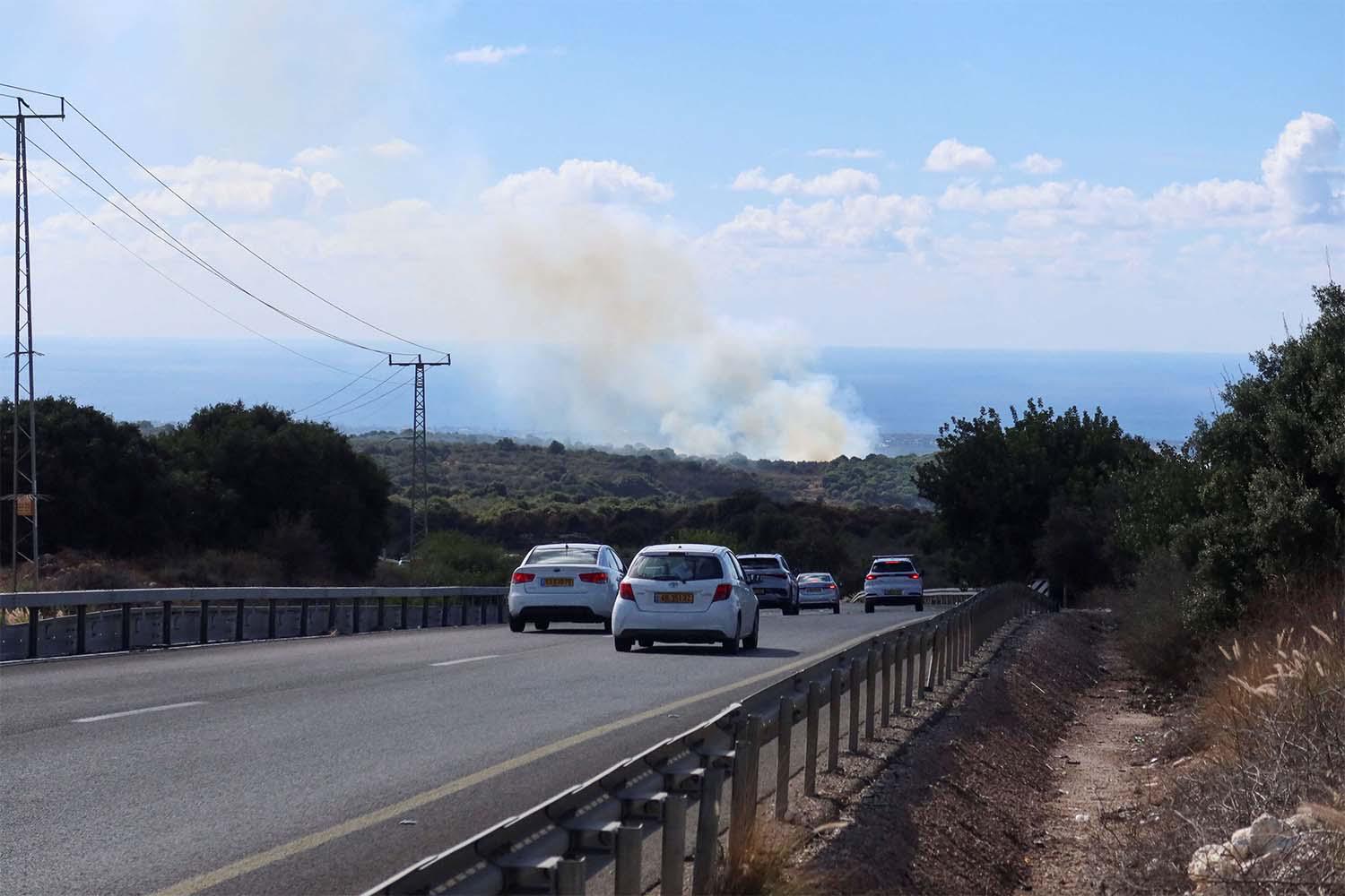 Smoke rises above the western Galilee