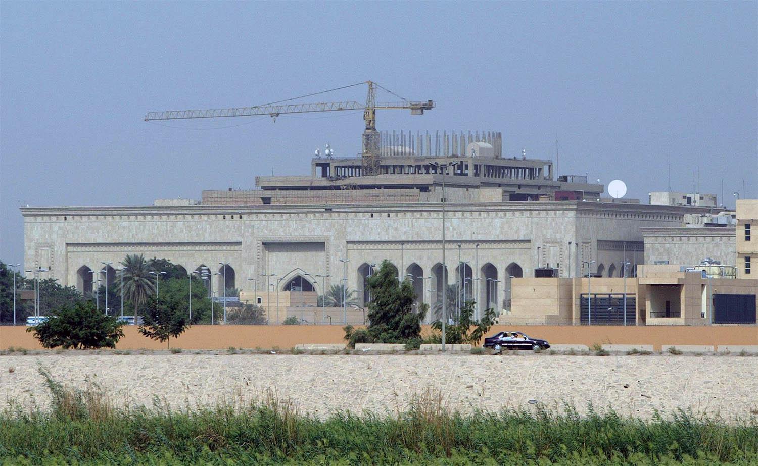 The forefront the US embassy complex in Baghdad 