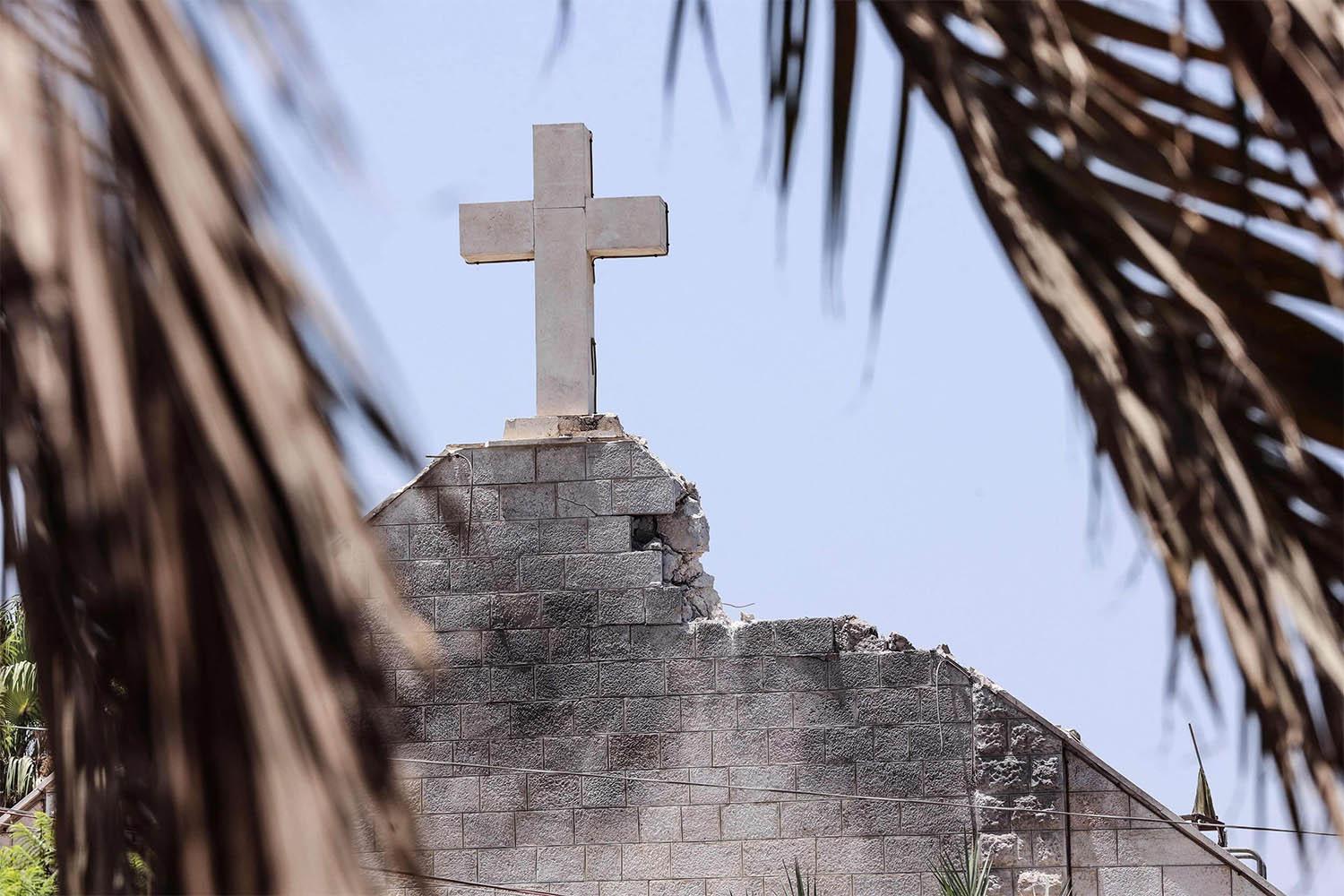 The damage caused to the Holy Family Church in Gaza City