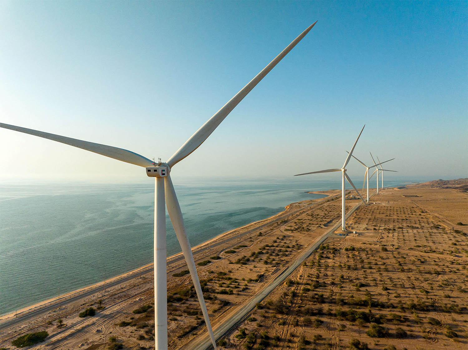 A wind farm is seen in Sir Bani Yas Island in Abu Dhabi