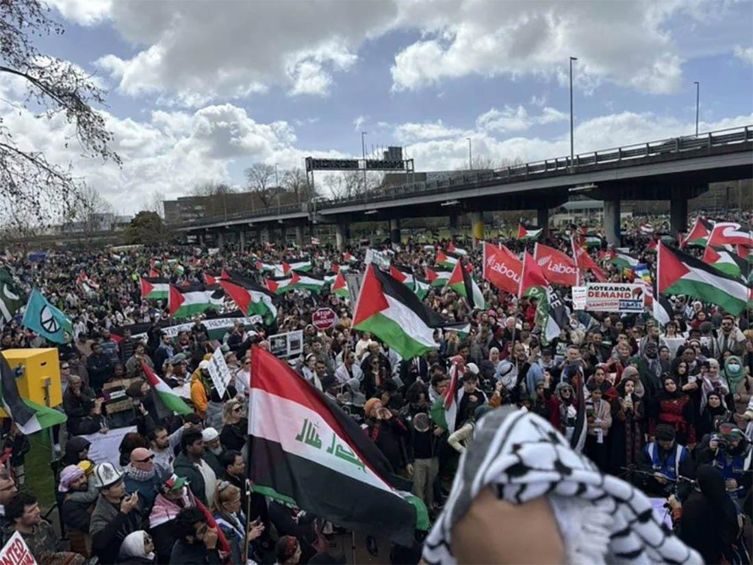 It is the largest rally of its kind since the war in Gaza began between Israel and Hamas