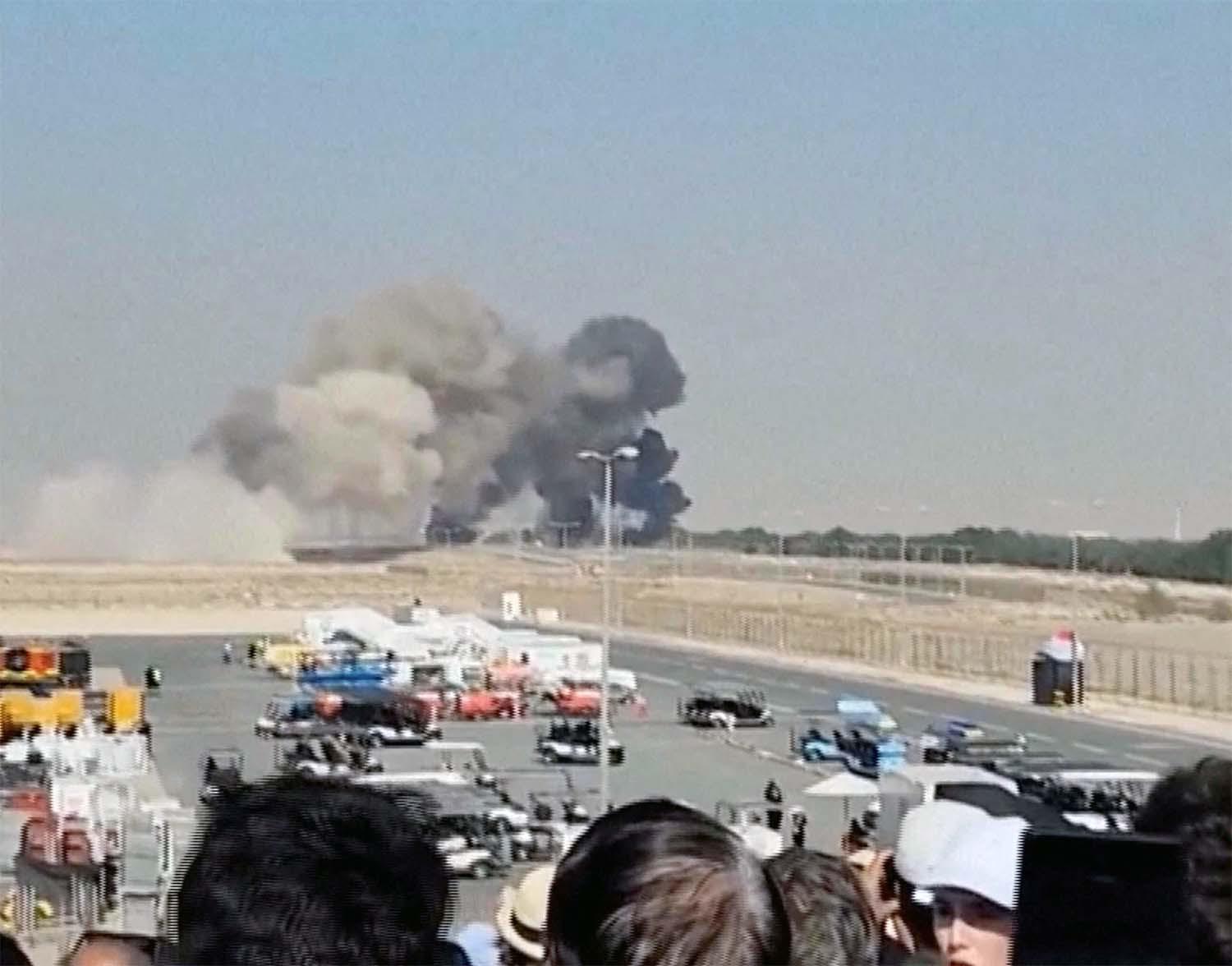 Black smoke rising following the crash