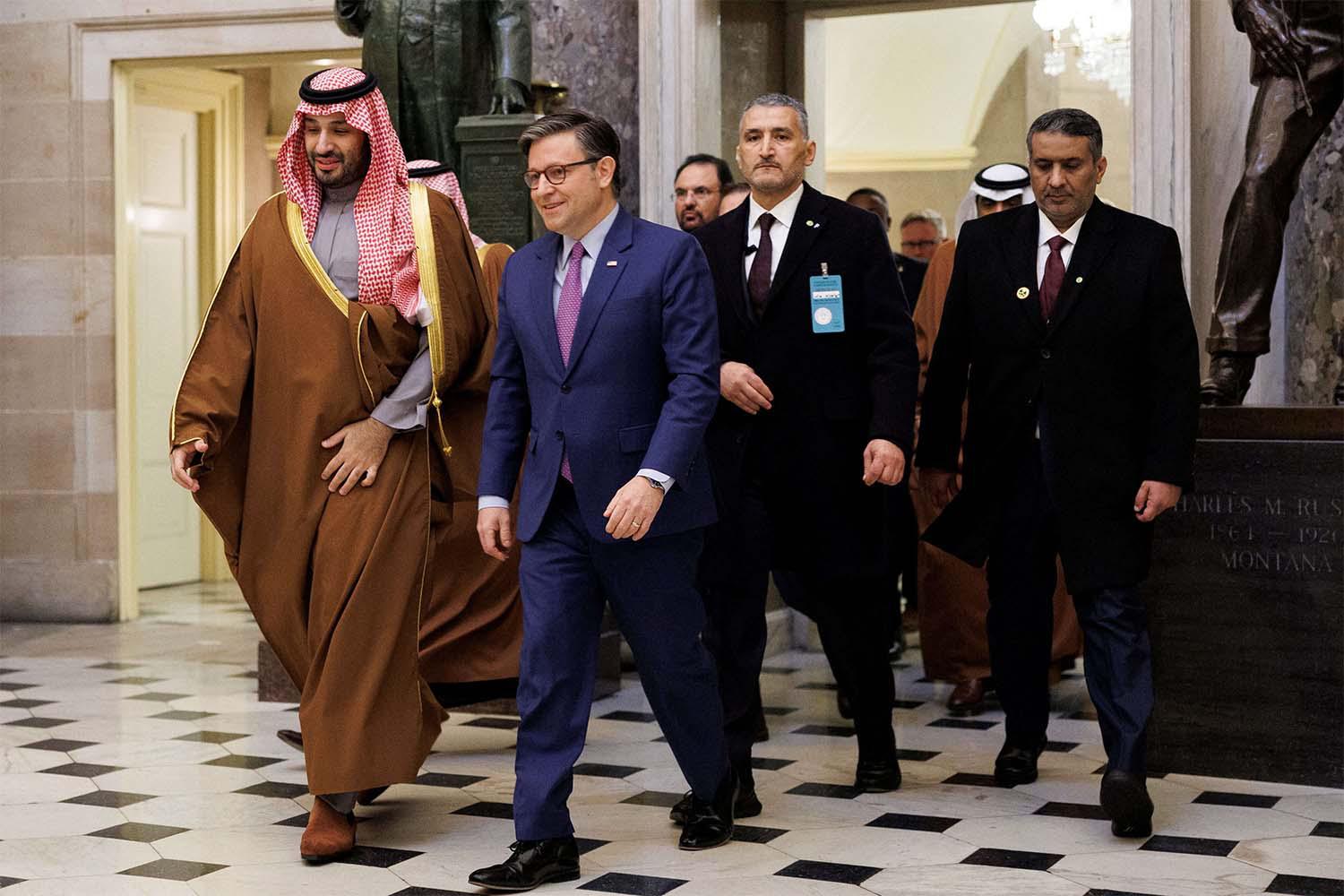 Crown prince attending an hour-long reception with Republicans and Democrats