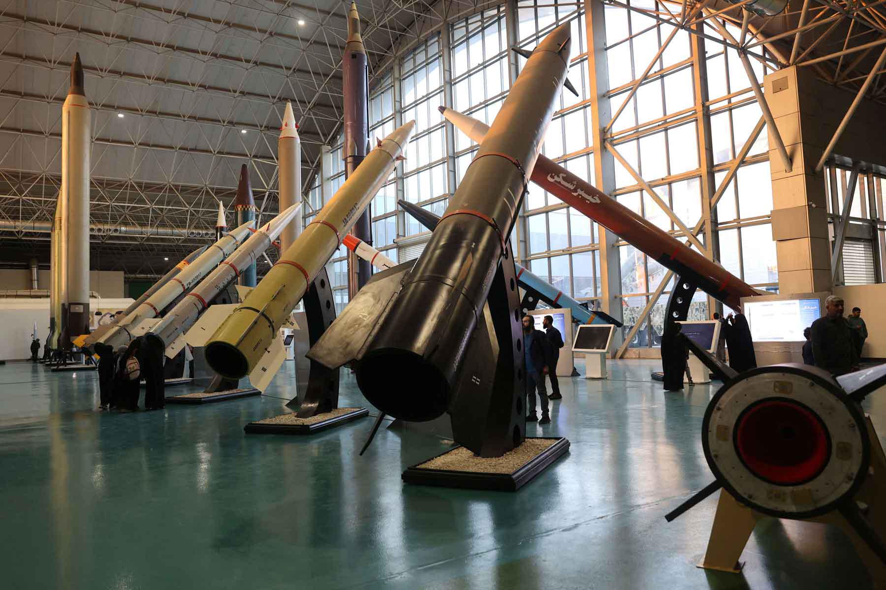 Iranian missiles are displayed at the Islamic Revolutionary Guard Corps(IRGC) Aerospace Force Museum in Tehran. 