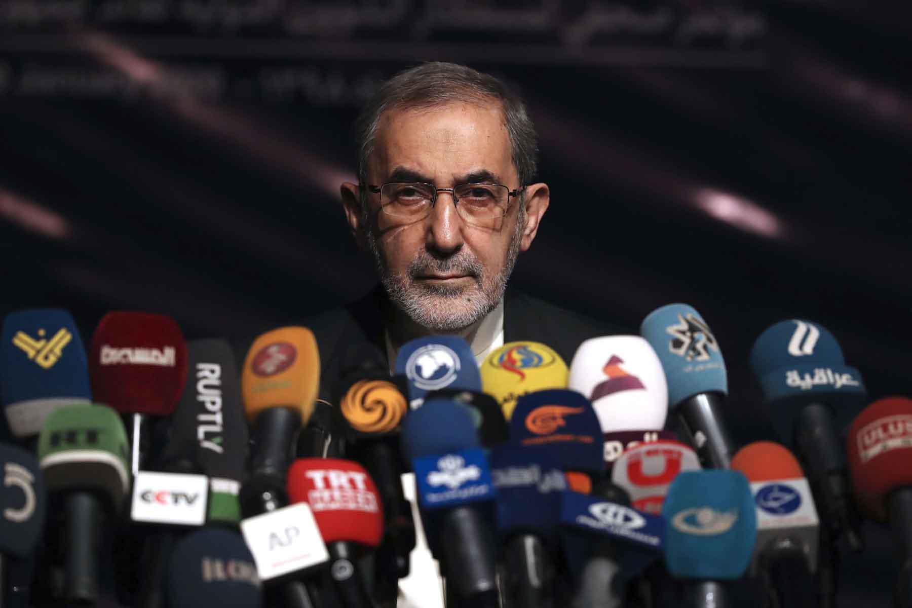 A 2020 file picture shows Ali Akbar Velayati, adviser to the Iranian supreme leader Ayatollah Ali Khamenei, gives a news conference, in Tehran. 