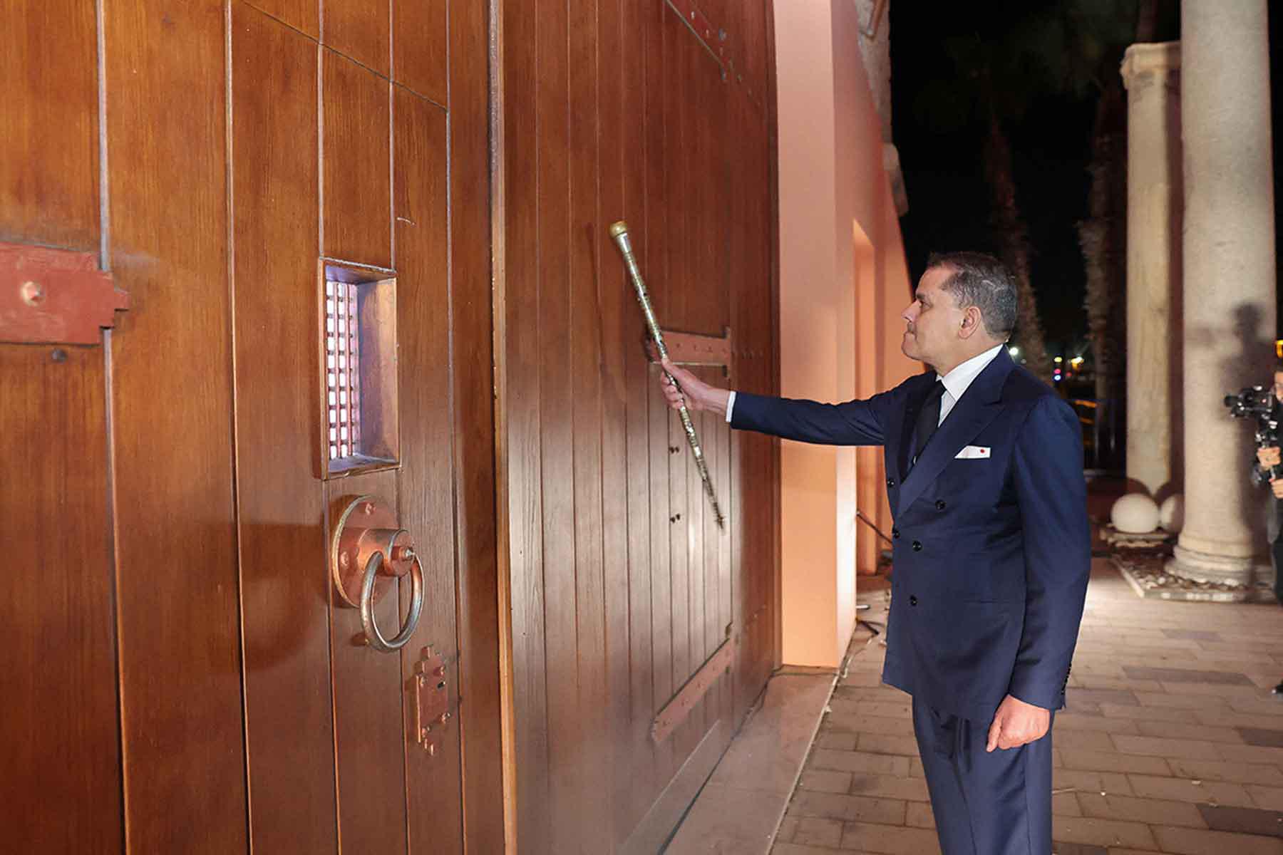 GNU Prime Minister Abdulhamid al-Dbiebah during the reopening ceremony of Libya’s national museum, formerly known as As-Saraya Al-Hamra or the Red Castle. 