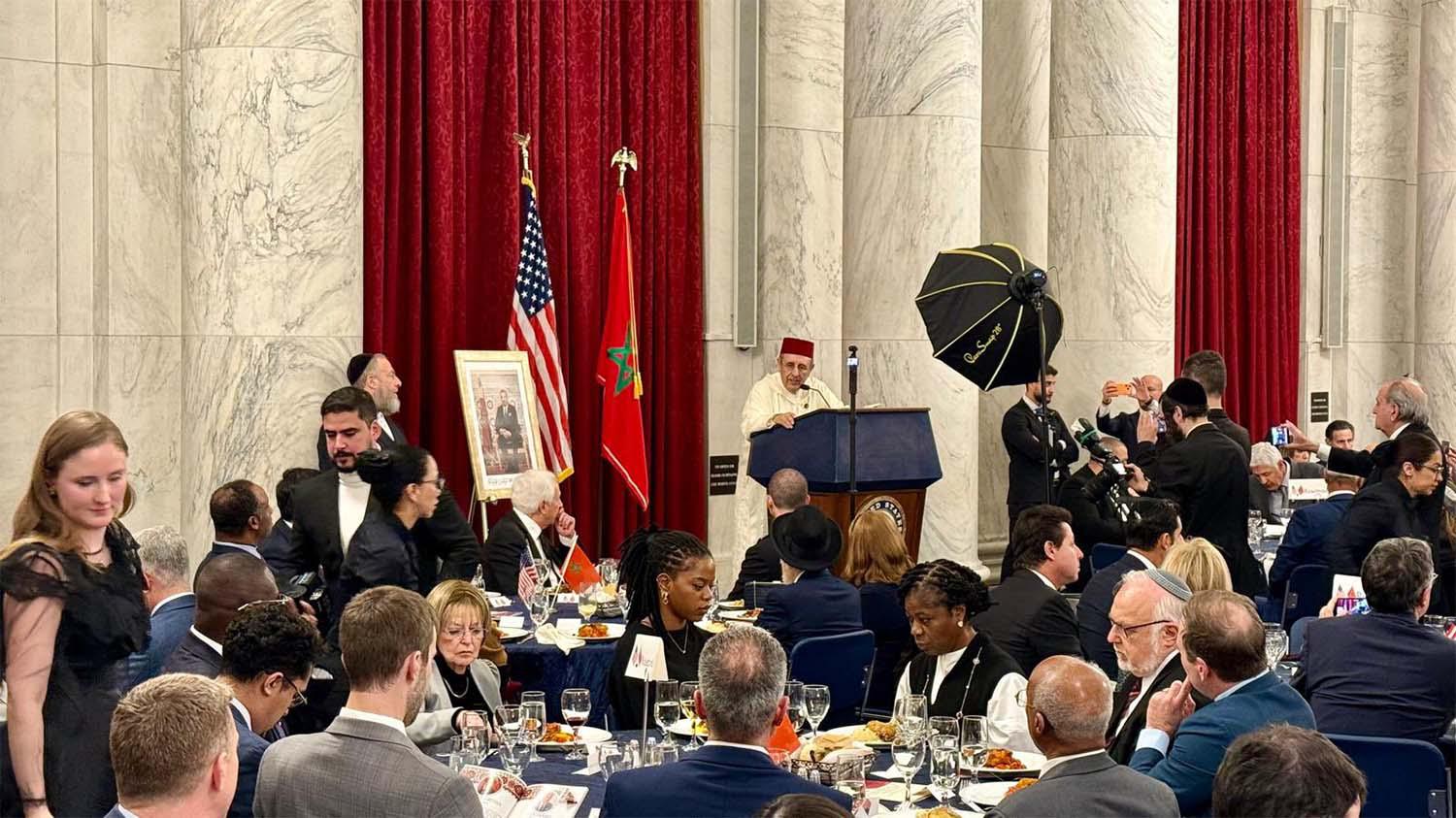 Morocco's ambassador to Washington Youssef Amrani addressing the guests during the ceremony