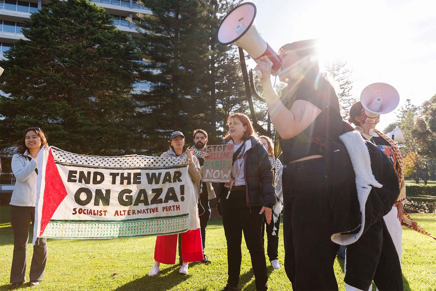 Pro-Palestinian supporters rally in Perth, June 18, 2024