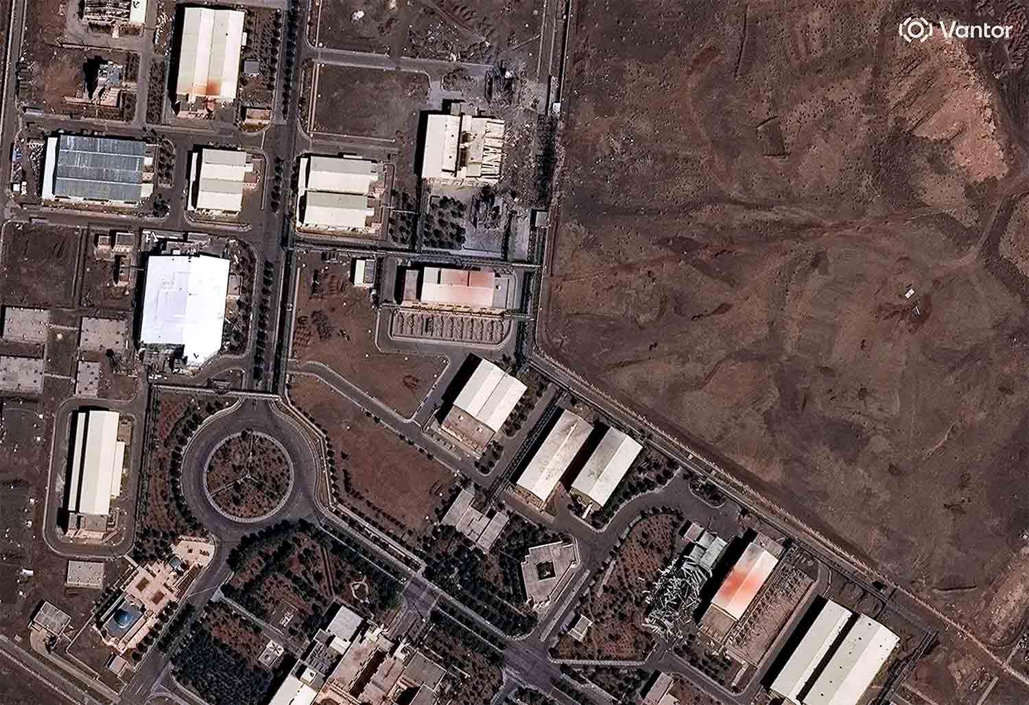 A satellite image shows a closer view of the Natanz Nuclear Facility with new building damage
