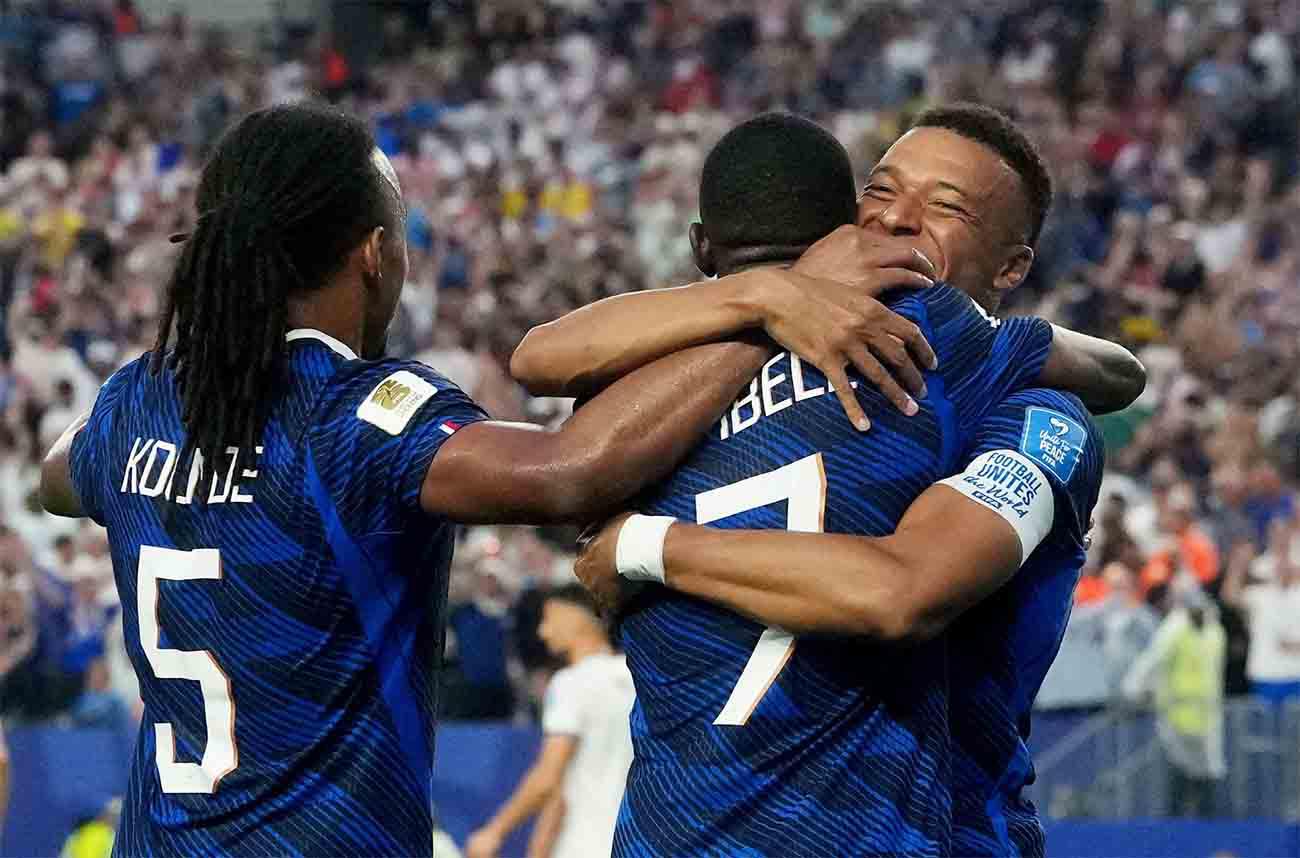 Mbappe celebrating his goal