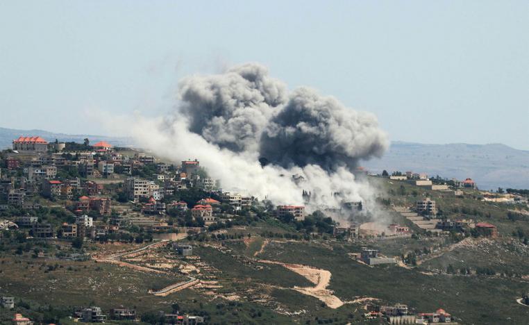 Smoke billows from the site of an Israeli airstrike on the southern Lebanese village of Khiam
