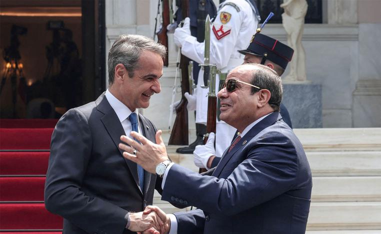Greek Prime Minister Kyriakos Mitsotakis welcomes Egypt’s President Abdel Fattah al-Sisi in Athens