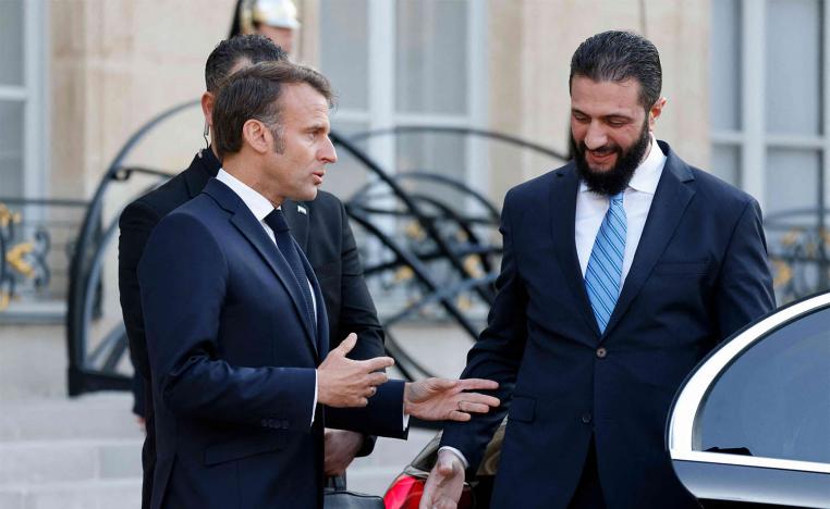 Macron welcoming Sharaa