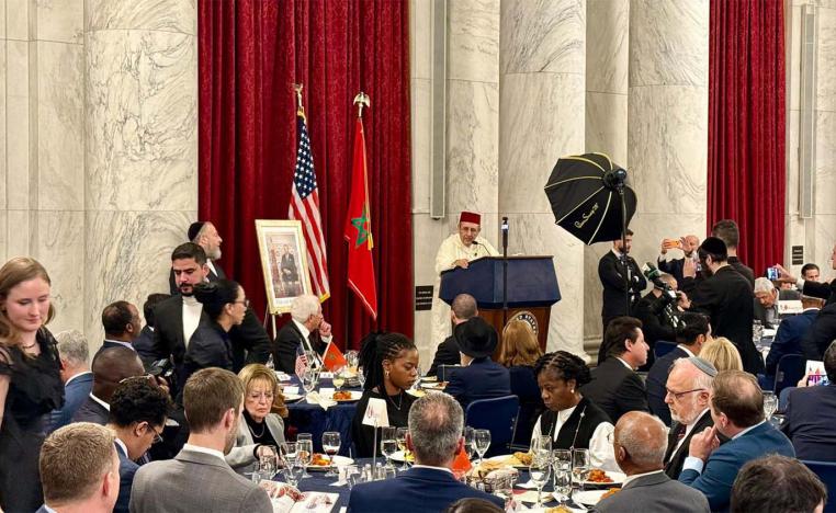Morocco's ambassador to Washington Youssef Amrani addressing the guests during the ceremony